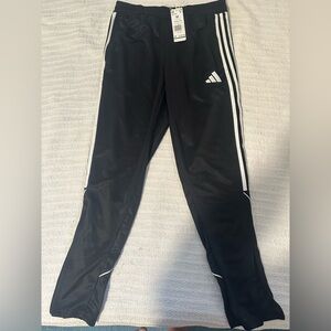 Adidas Men’s Black Joggers with White Stripes and zip ankles